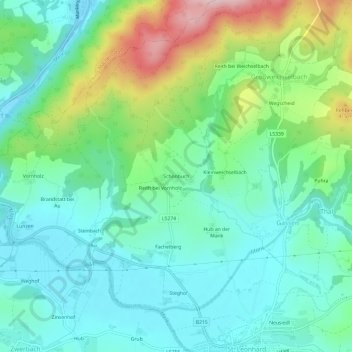 Schönbuch地形图、海拔、地势