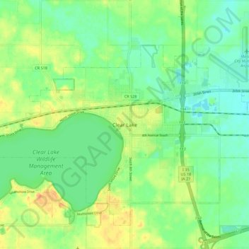 Clear Lake地形图、海拔、地势