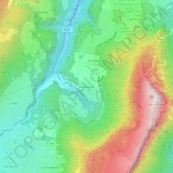 Les Girauds地形图、海拔、地势