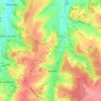 Bas-Bonlez地形图、海拔、地势