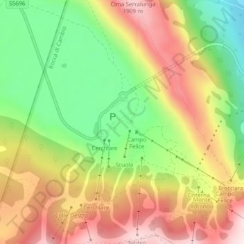 Campo Felice地形图、海拔、地势