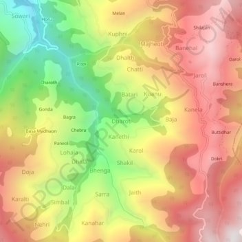 Dharot地形图、海拔、地势