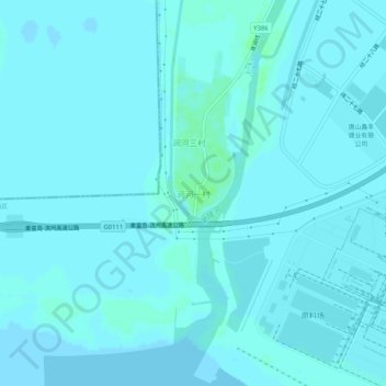 涧河一村地形图、海拔、地势