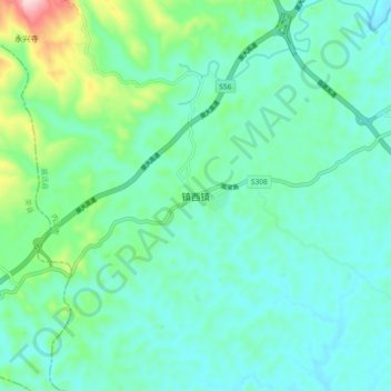 镇西镇地形图、海拔、地势