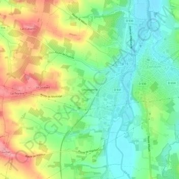 Lescouperle地形图、海拔、地势
