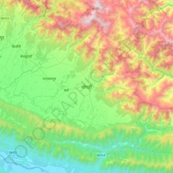 Ghorahi地形图、海拔、地势