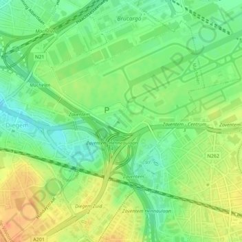 Diegem-Lo地形图、海拔、地势