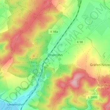 Oberrohn地形图、海拔、地势
