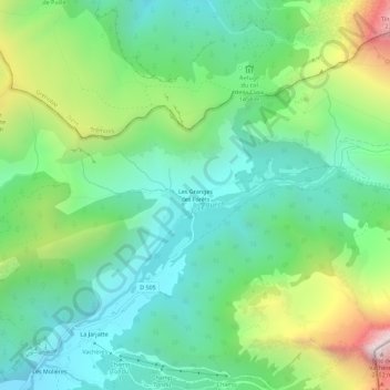 Les Granges des Forêts地形图、海拔、地势