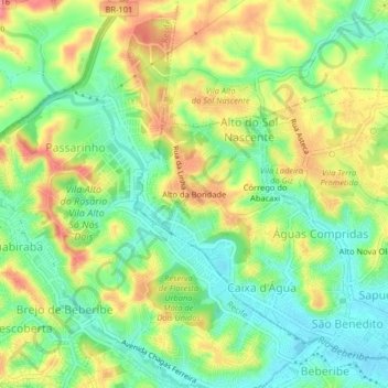 Alto da Bondade地形图、海拔、地势