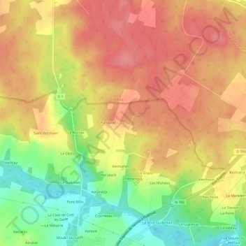 Cornebot地形图、海拔、地势