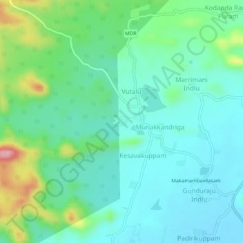 Cheruvumundarakandriga地形图、海拔、地势