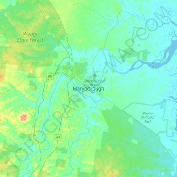 Maryborough地形图、海拔、地势