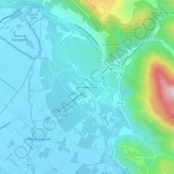 Sermoneta Scalo地形图、海拔、地势