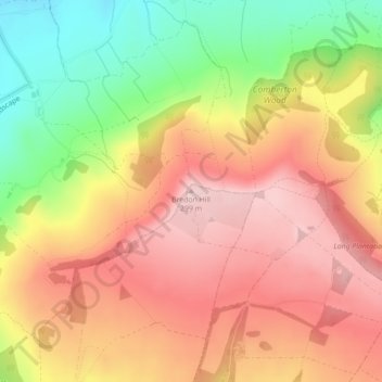 Bredon Hill地形图、海拔、地势