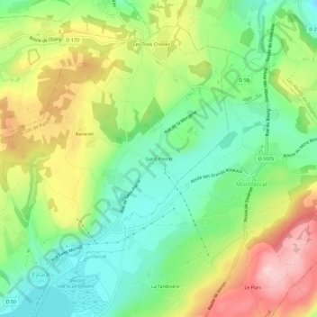 Saint-Pierre地形图、海拔、地势
