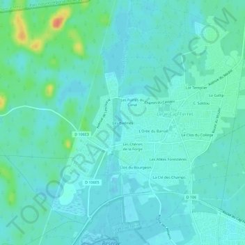 Les Badines地形图、海拔、地势