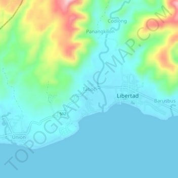 Taboc地形图、海拔、地势