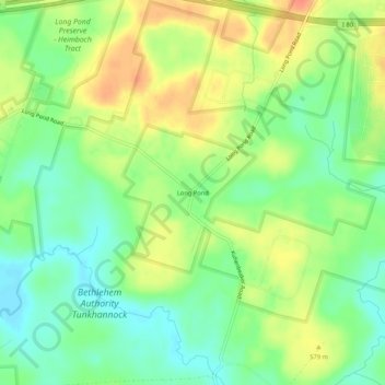 Long Pond地形图、海拔、地势