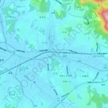 土穴地形图、海拔、地势