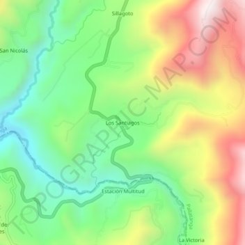 Los Santiagos地形图、海拔、地势