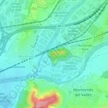 les Tres Creus地形图、海拔、地势