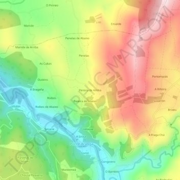 Pereira de Arriba地形图、海拔、地势