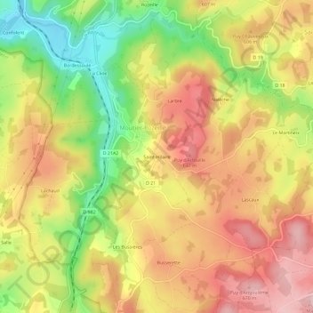 Saint-Hilaire地形图、海拔、地势