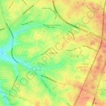 Monticello地形图、海拔、地势