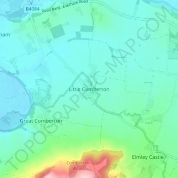 Little Comberton地形图、海拔、地势
