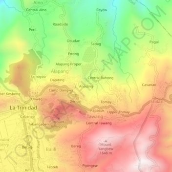 Anoding地形图、海拔、地势