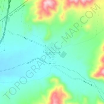 Punta Colorada地形图、海拔、地势