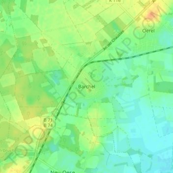 Barchel地形图、海拔、地势