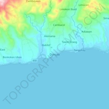 Dimiao地形图、海拔、地势