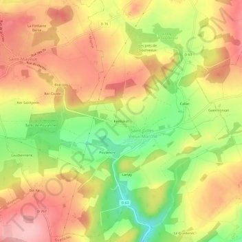 Kerniault地形图、海拔、地势