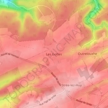 Les Gottes地形图、海拔、地势