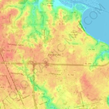 Ferry Pass地形图、海拔、地势