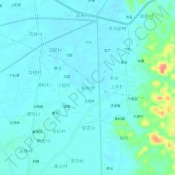 新屋村地形图、海拔、地势