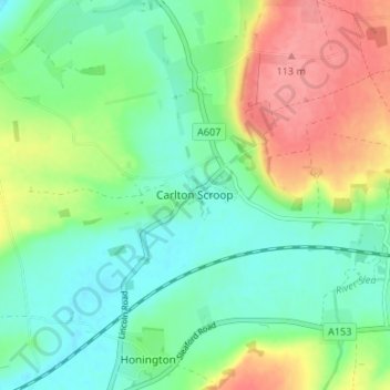 Carlton Scroop地形图、海拔、地势
