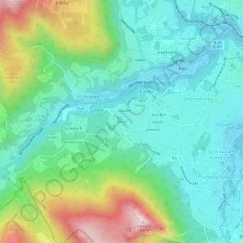 Dankl地形图、海拔、地势