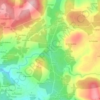 Peixoanes地形图、海拔、地势