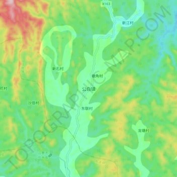 公白镇地形图、海拔、地势