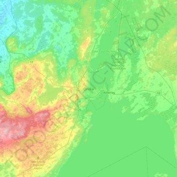 Orillia地形图、海拔、地势
