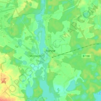 Mirow地形图、海拔、地势