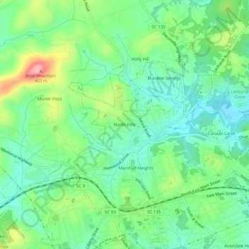 North Hills地形图、海拔、地势