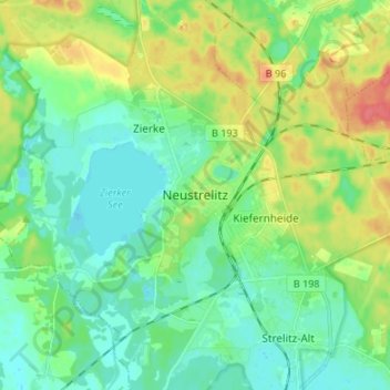 Neustrelitz地形图、海拔、地势
