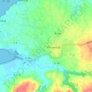 Kerfrégant地形图、海拔、地势