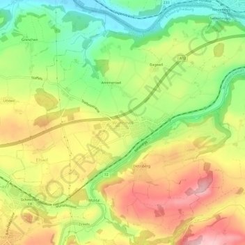 Wünnewil地形图、海拔、地势