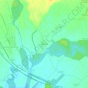 Villarroañe地形图、海拔、地势