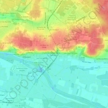 Les Bas de Sainte-Radegonde地形图、海拔、地势